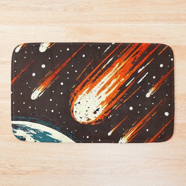 Item preview, Fiery Meteor Shower Over Earth Retro Space Art designed and sold by LuminShadowArt.
