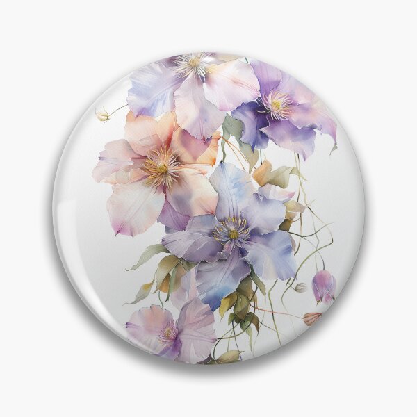 Item preview, Watercolor purple Clematis growing upword alone designed and sold by DariyaDell.