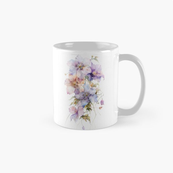 Item preview, Watercolor purple Clematis growing upword alone designed and sold by DariyaDell.