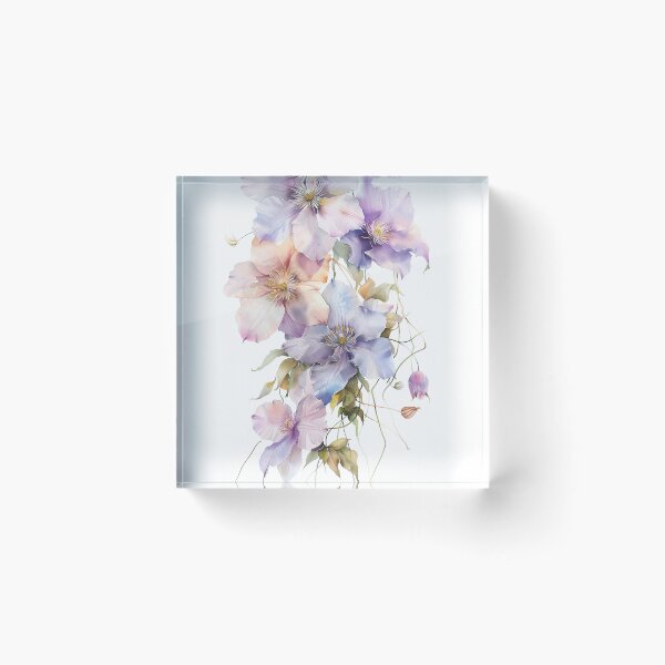 Item preview, Watercolor purple Clematis growing upword alone designed and sold by DariyaDell.