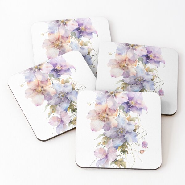 Item preview, Watercolor purple Clematis growing upword alone designed and sold by DariyaDell.