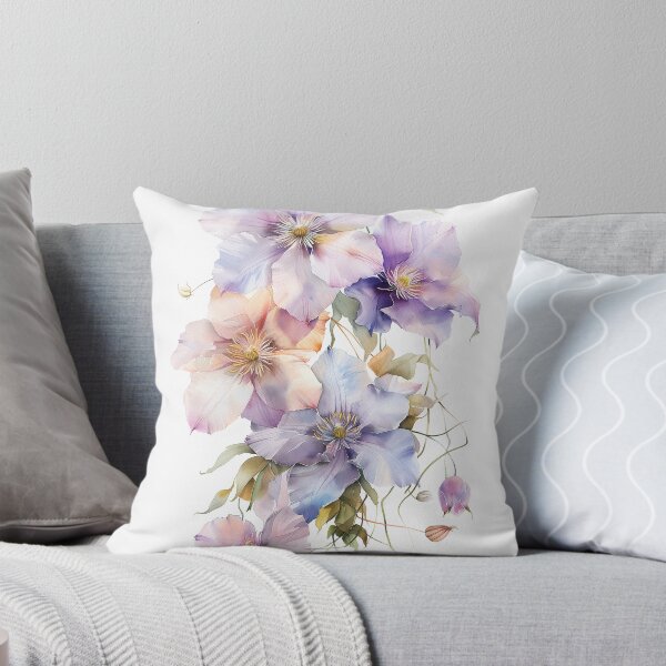 Item preview, Watercolor purple Clematis growing upword alone designed and sold by DariyaDell.