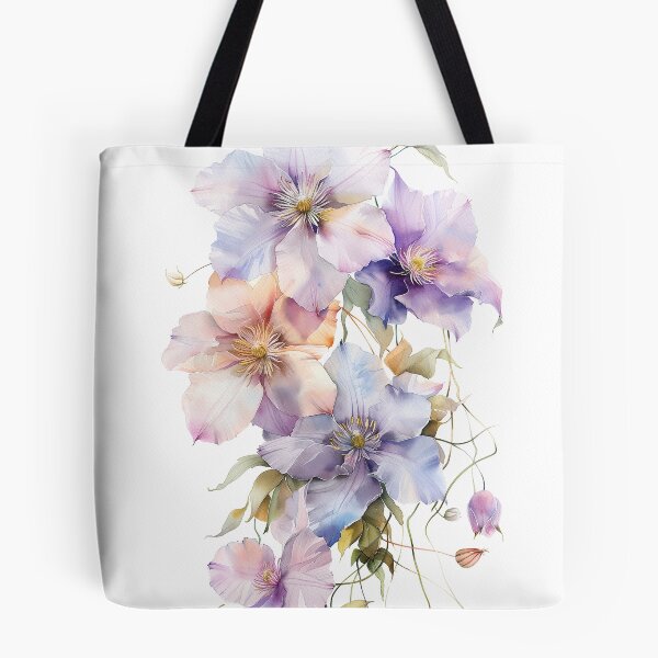 Item preview, Watercolor purple Clematis growing upword alone designed and sold by DariyaDell.