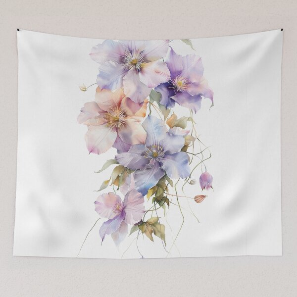 Item preview, Watercolor purple Clematis growing upword alone designed and sold by DariyaDell.