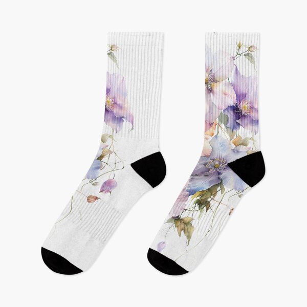 Item preview, Watercolor purple Clematis growing upword alone designed and sold by DariyaDell.