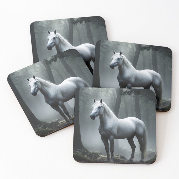 Item preview, White horse in the forest illuminated by the moon designed and sold by domepicturez.
