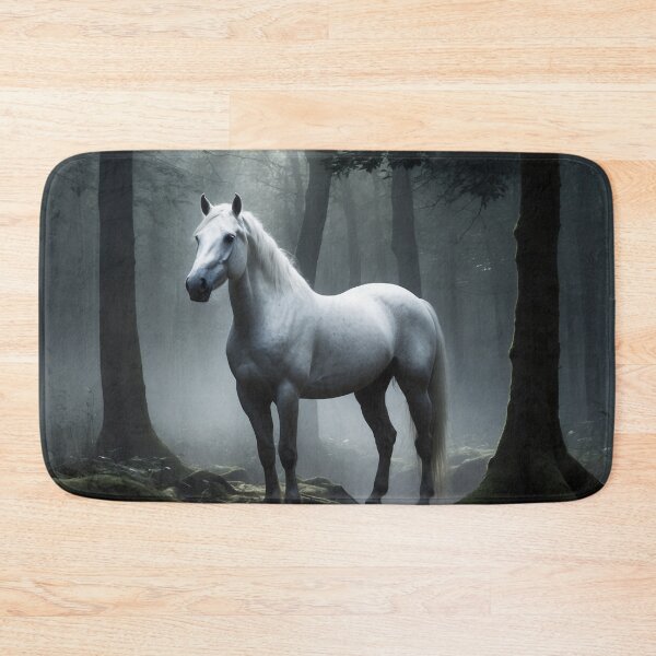 Item preview, White horse in the forest illuminated by the moon designed and sold by domepicturez.