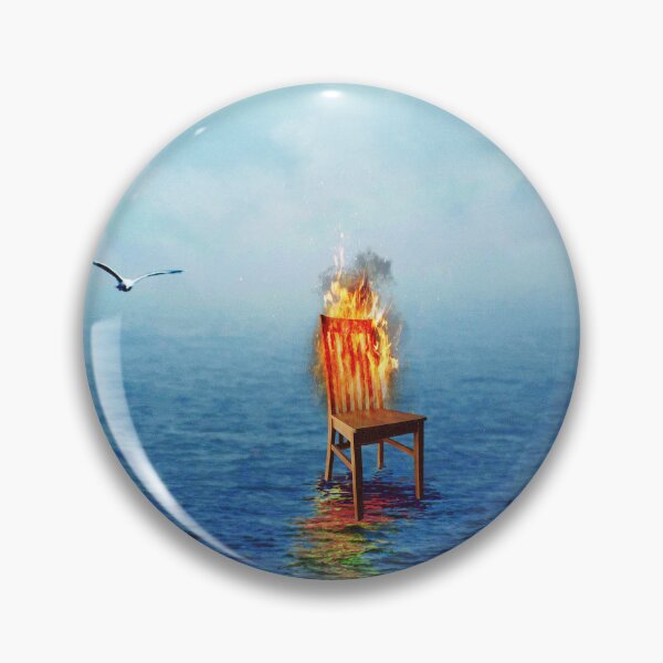 Item preview, The Burning Seat of Dreams: Surreal Artwork of a Chair on Fire at Sea designed and sold by seamless.