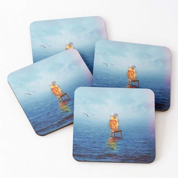 Item preview, The Burning Seat of Dreams: Surreal Artwork of a Chair on Fire at Sea designed and sold by seamless.