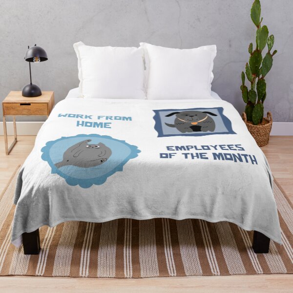 Item preview, Work from home, employees of the month - gray dog and gray cat designed and sold by Circle-Cats.