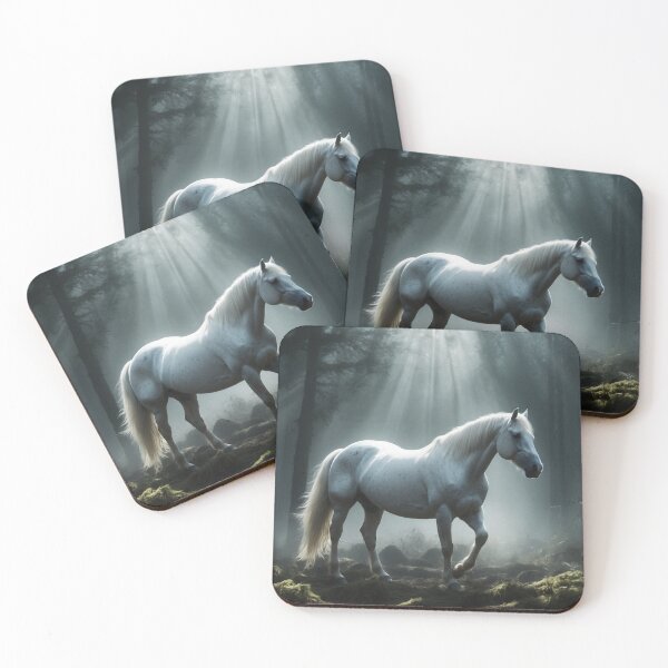 Item preview, White horse in the forest illuminated by the moon designed and sold by domepicturez.