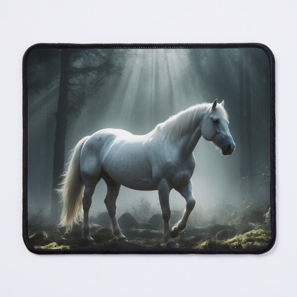 Item preview, White horse in the forest illuminated by the moon designed and sold by domepicturez.