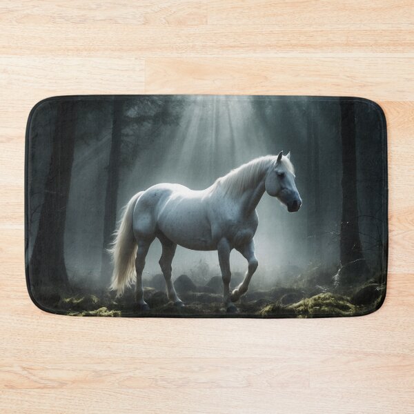 Item preview, White horse in the forest illuminated by the moon designed and sold by domepicturez.