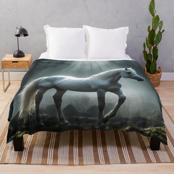 Item preview, White horse in the forest illuminated by the moon designed and sold by domepicturez.