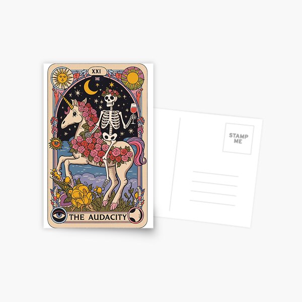 Item preview, The Audacity – Skeleton on Unicorn Tarot Design designed and sold by Charlietule.