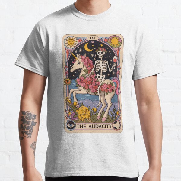 Item preview, The Audacity – Skeleton on Unicorn Tarot Design designed and sold by Charlietule.