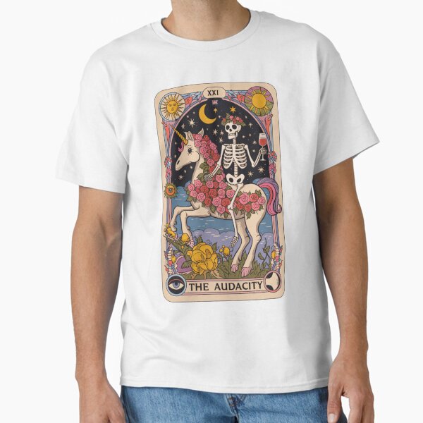 Aperçu de l'œuvre L'audace – Squelette sur dessin de tarot de licorne créée et vendue par Charlietule.