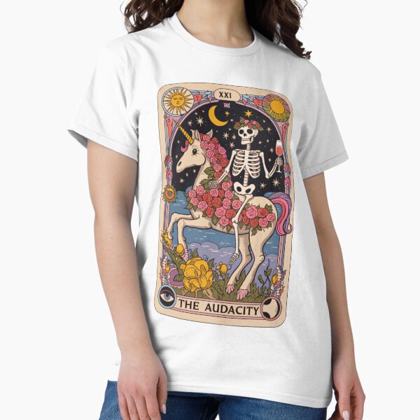 Vista previa del artículo con la obra «La Audacia – Diseño de Tarot de Esqueleto sobre Unicornio», diseñado y vendido por Charlietule.