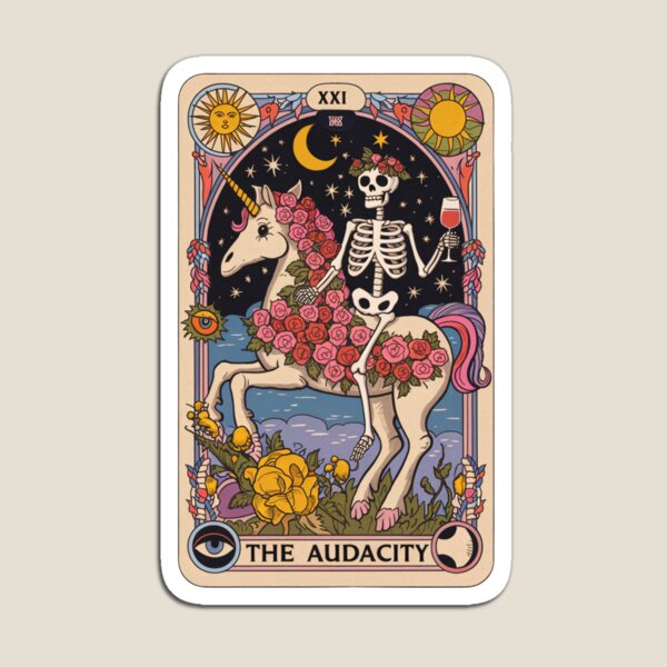 Item preview, L'audace – Squelette sur dessin de tarot de licorne designed and sold by Charlietule.