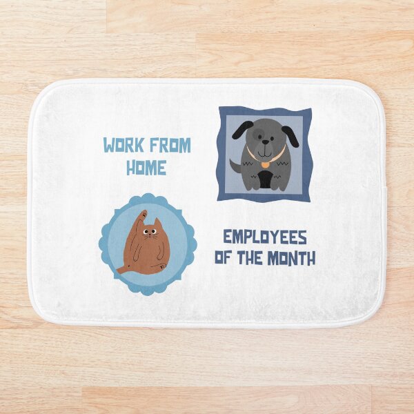 Item preview, Trabajo desde casa, empleados del mes: perro gris y gato marrón designed and sold by Circle-Cats.