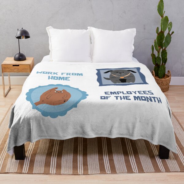 Item preview, Work from home, employees of the month - gray dog and brown cat designed and sold by Circle-Cats.