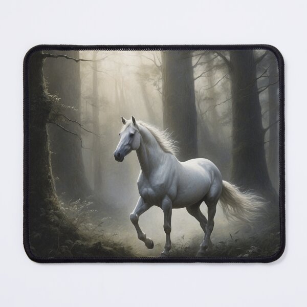 Item preview, White horse in the forest illuminated by the moon designed and sold by domepicturez.
