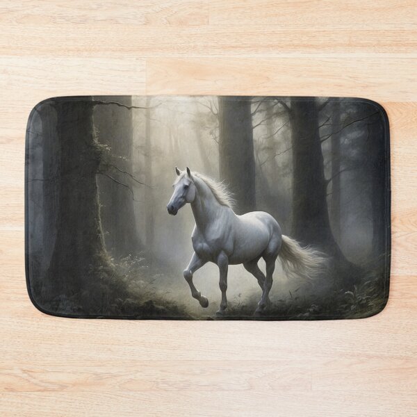 Item preview, White horse in the forest illuminated by the moon designed and sold by domepicturez.