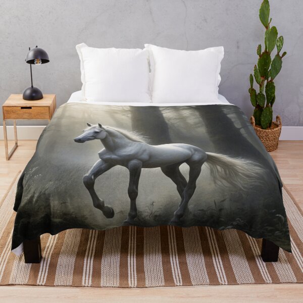Item preview, White horse in the forest illuminated by the moon designed and sold by domepicturez.