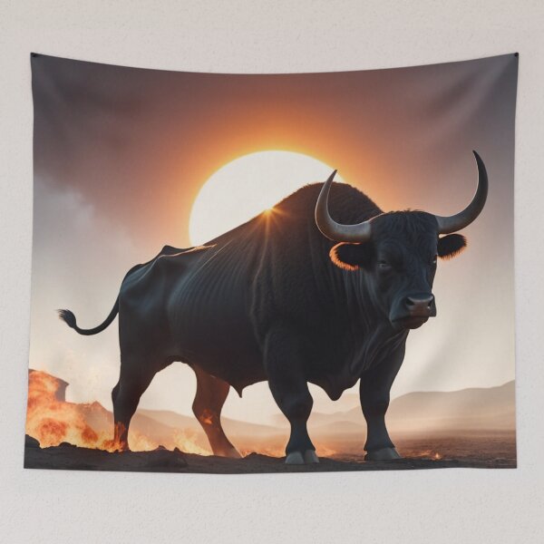 Item preview, A bull on fire, illuminated by the sun. designed and sold by domepicturez.