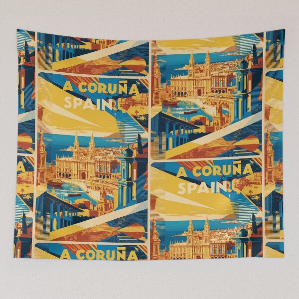 Aperçu de l'œuvre A Coruña Espagne Vintage Travel Tourism créée et vendue par TravelersGems.