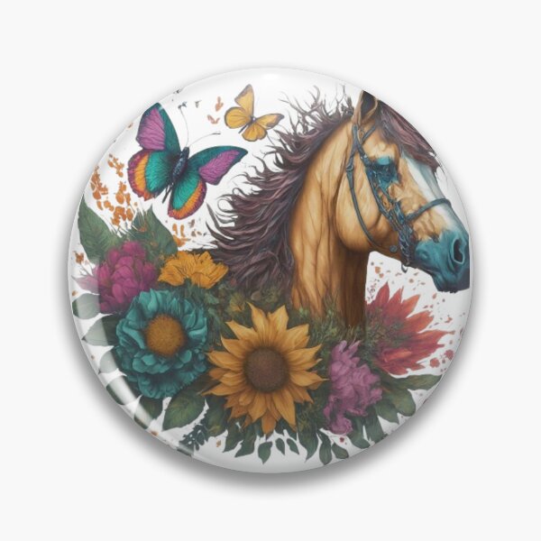Item preview, Horse, Butterfly, and Flowers: Graceful Nature-Inspired Design designed and sold by CanvasWhimsy.