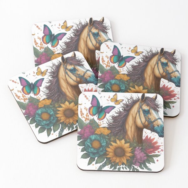Item preview, Horse, Butterfly, and Flowers: Graceful Nature-Inspired Design designed and sold by CanvasWhimsy.