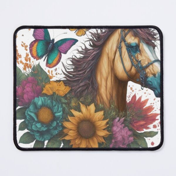 Item preview, Horse, Butterfly, and Flowers: Graceful Nature-Inspired Design designed and sold by CanvasWhimsy.