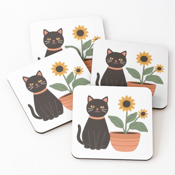 Item preview, Cute chubby cat looks after the cultivation of sunflowers in a pot.  designed and sold by SaraSumi.