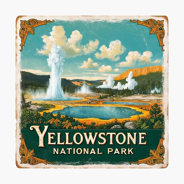 Item preview, Yellowstone National Park Postcard Vintage Retro Travel designed and sold by TravelPostcardGems.