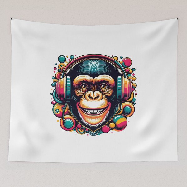 Item preview, Cool Funky Monkey with Headphones designed and sold by EurekaHunters.