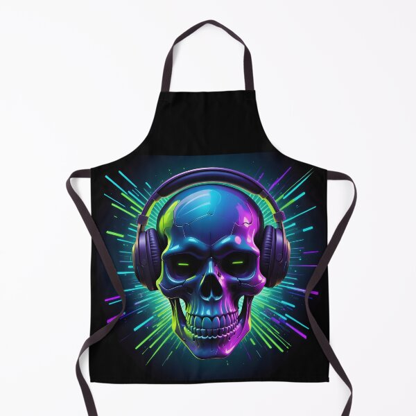 Item preview, Neon Skull with Headphones Digital Art designed and sold by creativaimages.