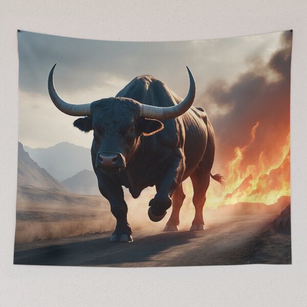 Item preview, A bull in flames, illuminated by the sun. designed and sold by domepicturez.