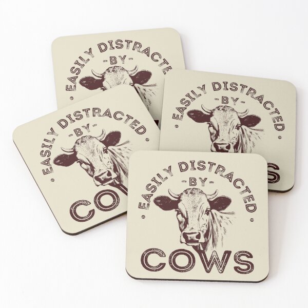 Item preview, Easily distracted by Cows, Vintage Cow Illustration designed and sold by lagunaklein.