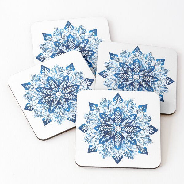 Artikelvorschau, Blaues Blumenstern-Mandala Sticker entworfen und verkauft von Liseri.