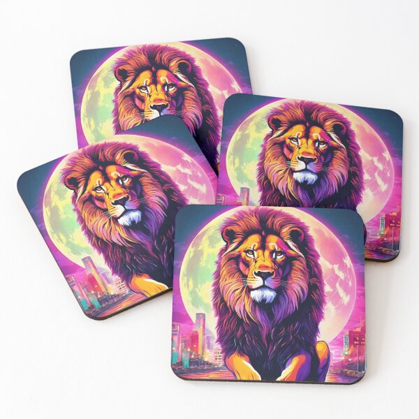 Item preview, A muscular lion in the city, illuminated by the moonlight. designed and sold by domepicturez.