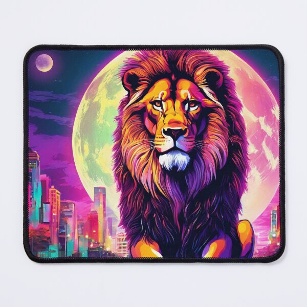 Item preview, A muscular lion in the city, illuminated by the moonlight. designed and sold by domepicturez.