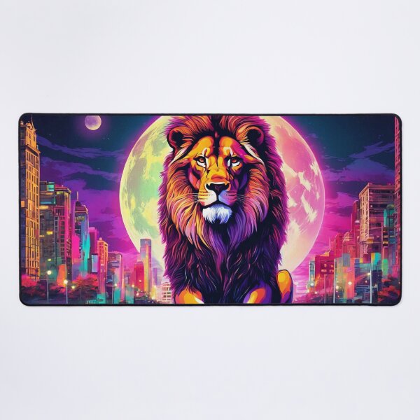 Item preview, A muscular lion in the city, illuminated by the moonlight. designed and sold by domepicturez.