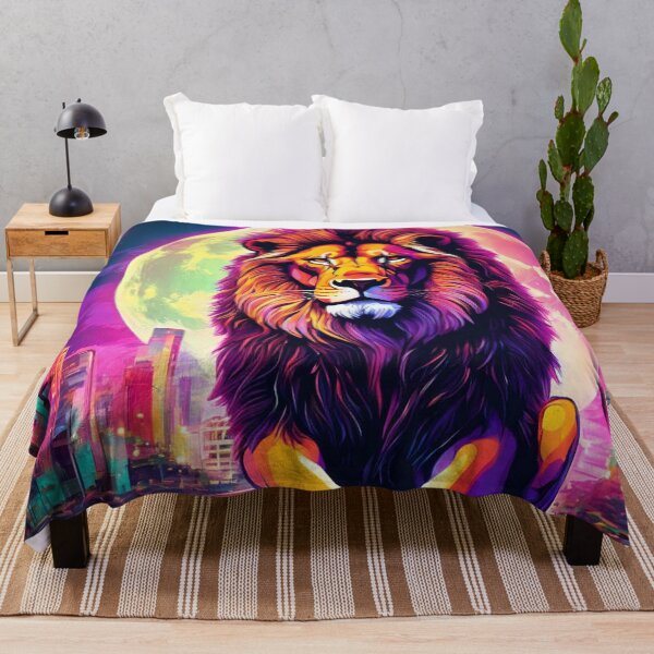 Item preview, A muscular lion in the city, illuminated by the moonlight. designed and sold by domepicturez.