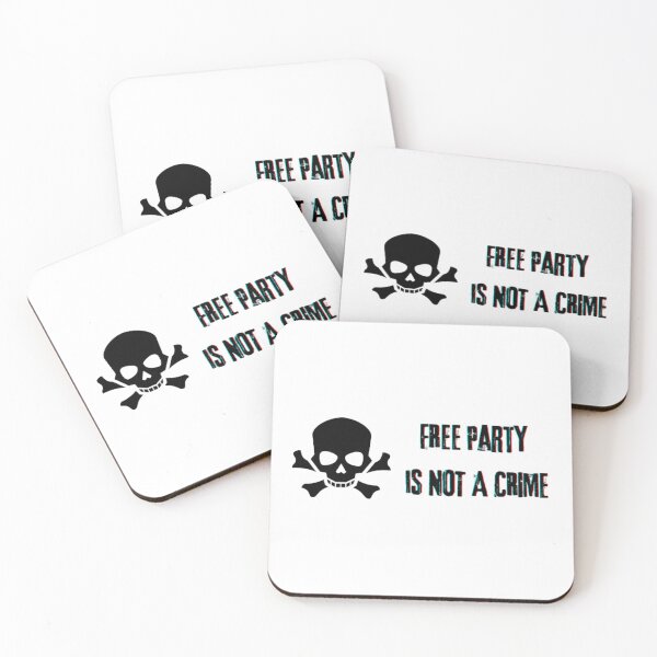 Item preview, techno party slogan, free party with skull designed and sold by Pandanimalx.
