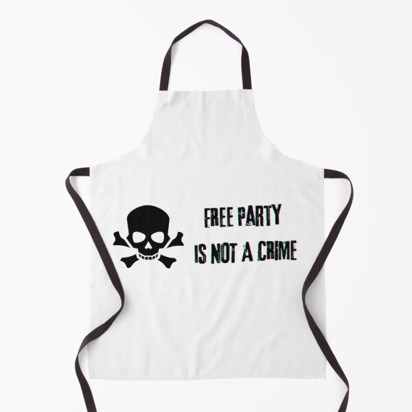 Item preview, techno party slogan, free party with skull designed and sold by Pandanimalx.