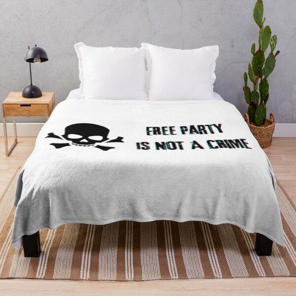 Item preview, techno party slogan, free party with skull designed and sold by Pandanimalx.