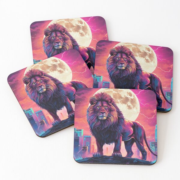 Item preview, A muscular lion on the outskirts of the city, illuminated by flashbulbs and moonlight. designed and sold by domepicturez.