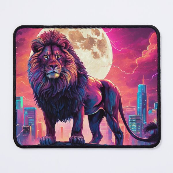 Item preview, A muscular lion on the outskirts of the city, illuminated by flashbulbs and moonlight. designed and sold by domepicturez.
