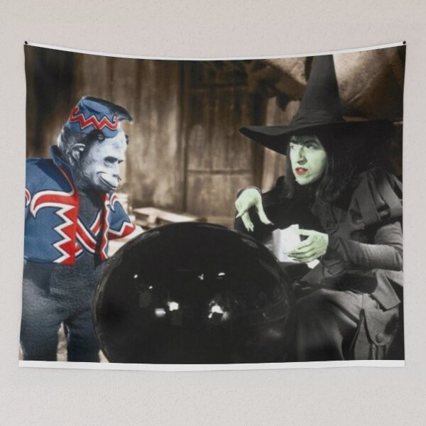 Item preview, naughty monkey tag team wicked witch colorized oz wizard print designed and sold by mystic lady vintage art and fashion designs.